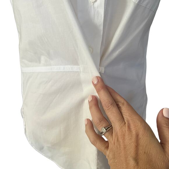 Kristensen Du Nord White Sleeveless Top Tank Button Down Size 2 M / 6 Made Italy - Picture 4 of 11